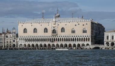 Italy Venice Doge's Palace -293 View from south left clock tower right Ponte di Paglia and state