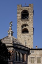 Italy Bergamo 89539 Torre del Comune 12th century Height 54 m Campanile and clock tower left