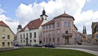 Köthen Anhalt view from NW to Agneskirche built 1694-99 parish church by J S Bach 1717-23 and