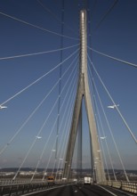 Le Havre, Pont de Normandie cable-stayed bridge over the Seine estuary, built 1988-94, total length