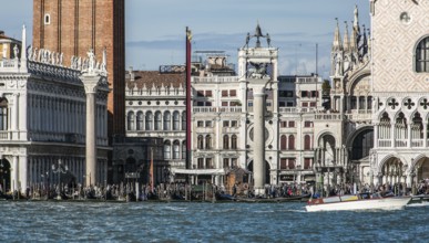 Venice, Piazzetta, from left to right: Bibliotheca Marciana, Campanile, Old Procuratie, Clock Tower