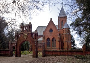 Vollenschier Altmark former manor church and cemetery gate 74710 View from north neo-Gothic brick