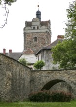 Allstedt b Sangerhausen Castle 5635 Gate tower and buildings of the outer bailey in front Moat