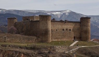 Castillo de Valdecorneja from the north behind the Sierra de Gredos