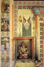 Idol of lord Ganesh and painting on tiles, god goddess, Shiv Mandir built in 1950, taluka Bhiwandi,