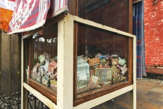 Donation box, UNESCO World Heritage site, Gautam Buddha's birthplace at Lumbini, Nepal, Asia