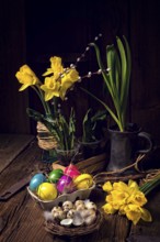 Easter eggs and daffodils