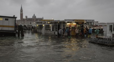 Italy Venice waterfront Riva degli Schiavoni -124 View at high tide from the vaporetto station San