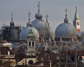 Italy Venice St Mark's Basilica -86 domes from north-west right Campanile seen from the roof of the