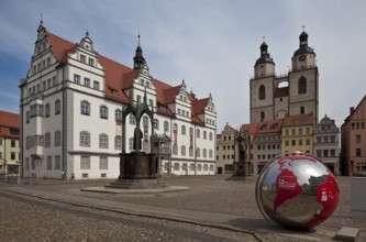 Wittenberg Market Square 79579 Town Hall 16th century by Sebastian Krüger Town Church 14-16th