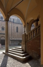 Italy Lodi 89783 old town hall BROLETTO Staircase on the ground floor former court hall at the back