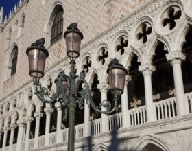 Italy Venice Doge's Palace -498 West façade 15th century with the loggia in the piano nobile