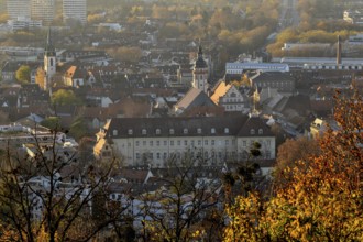 View from the Turmberg towards Durlach with town church and town hall, in the background the city