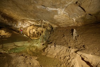 Karst cave, speleologist, Krizna jama, Cerknica, Carniola, Slovenia, Europe