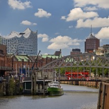 Zollkanal with Konhausbrücke and Elbphilarmonie, Hamburg, Germany, Europe