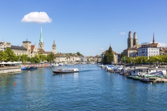 Zurich skyline city on the river Limmat in Zurich, Switzerland, Europe