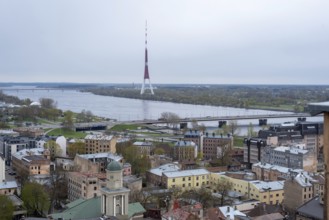 Television tower on the Daugava River, Riga, Latvia, Europe