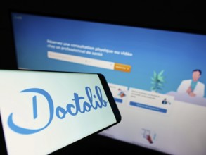 Stuttgart, Germany, 03-30-2022: Mobile phone with logo of French healthcare company Doctolib SAS on