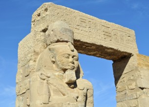 Statue of Ramses II the Great, courtyard, ancient Nubian Gerf Hussein Temple, Kalabsha Island, near
