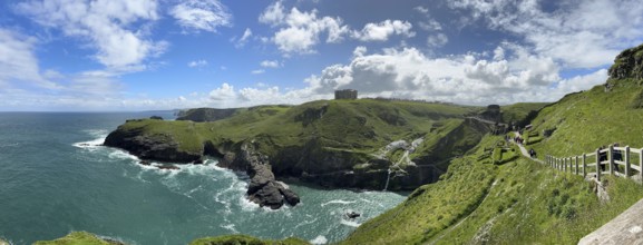 Panorama, Coast, Coastal landscape, Camelot Castle Hotel, Tintagel Castle, Tintagel, England, Great