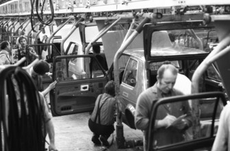Production of the Golf at the VW plant on 10. 05. 1979 in Wolfsburg, Germany, Europe