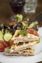 Croque Monsieur toast with salad