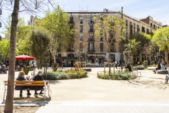 Superblock or Superilla in the Eixample neighbourhood, a highly restricted area of the city in