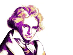 Ludwig van Beethoven, 1770 -1827, German composer, digitally altered