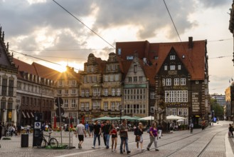 Bremen, Germany, August 6 2019: Historical centre of the medieval Hanseatic City of Bremen.