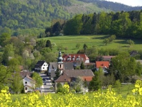 Moosbronn in the N. Black Forest in spring, Marian pilgrimage site, Maria Hilf pilgrimage church