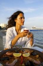 Restaurant at Playa d?en Bossa, Ibiza, Balearic Islands, Spain, Europe