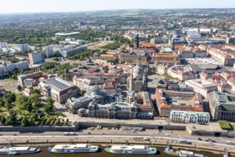 Drone shot, photo from above, aerial view, historical old town with sights, Neustädter Mart, Church