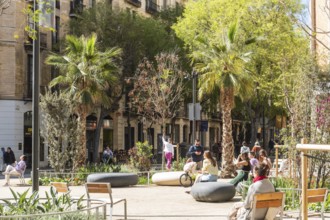 Superblock or Superilla in the Eixample neighbourhood, a highly restricted area of the city in