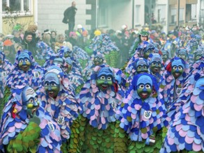 Hofener Scillamännle at the big carnival parade, Hofen, Stuttgart, Baden-Württemberg, Germany,