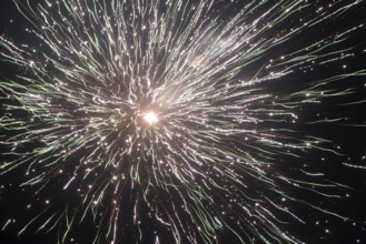Firework in sky, celebrating Gudi Padva Festival, Thane Maharashtra India Asia