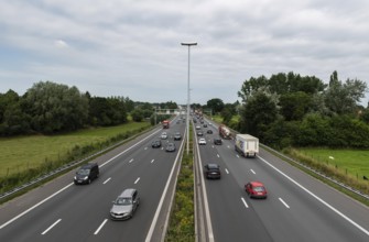 Wetteren, East Flanders Region, Belgium, 07 15 2021 The E40 highway traffic, taken from above,