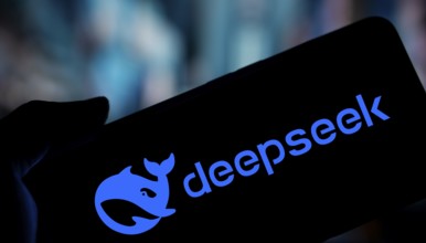 Deepseek Ai logo is displayed on smartphone.