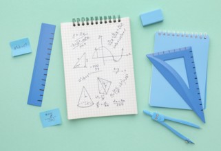 Flat lay school supplies assortment 2