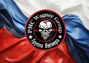 Logo of the Wagner Group by Yevgeny Prigozhin on Russian national colours, AI generated