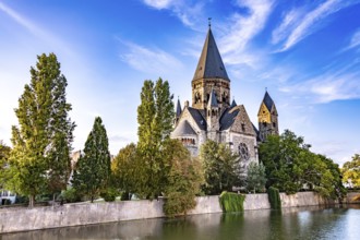 The old town architecture of Metz at the Moselle river, France, Europe
