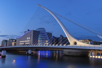 Blue hour at the Samuel Becket Bridge, Dublin, Ireland, Europe