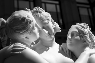 MILAN, ITALY - CIRCA JUNE 2020: Antonio Canova?s statue The Three Graces (Le tre Grazie).