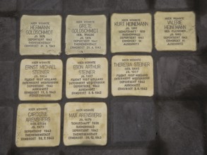 Stolpersteine freshly laid by the artist Gunter Demnig on 11/11/2021 in Magdeburg, Stolpersteine