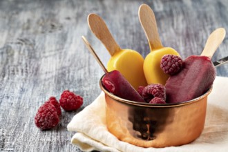 Fruit popsicles ice cream on a plate