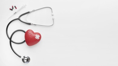 top view world heart day concept with stethoscope. Resolution and high quality beautiful photo