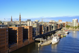Building in the Hafencity, Panorama, Hanseatic City of Hamburg, Hamburg, Germany, Europe
