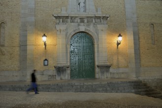 Pedestrian in front of the Church of Nuestra Señora del Consuelo, Altea, Costa Blanca, Province of