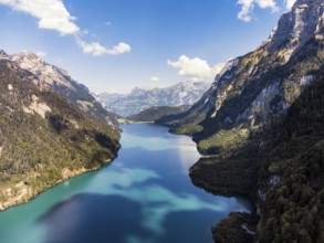 View over the Klöntalersee, Klöntal, Canton Glarus, Switzerland, Europe