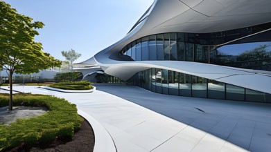 Modern art building design concept showcasing the spiral patterns found in seashells, AI generated