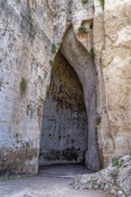 Orecchio di Dionisio, the ear of Dionysius, in the municipal Parco Archeologico Neapolis. Syracuse,